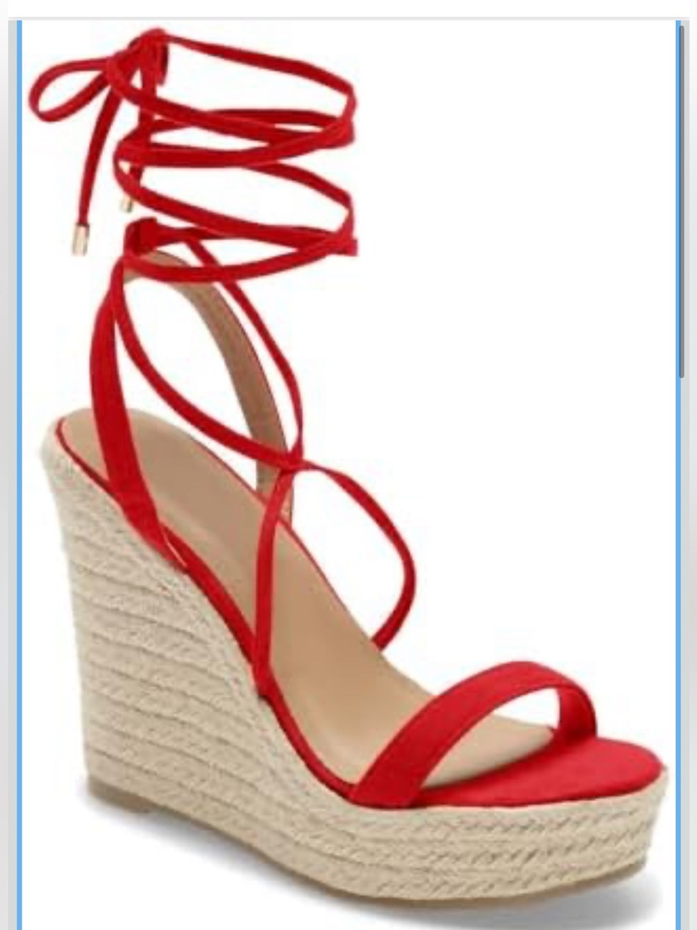Coutgo Women's Red Espadrille Wedges